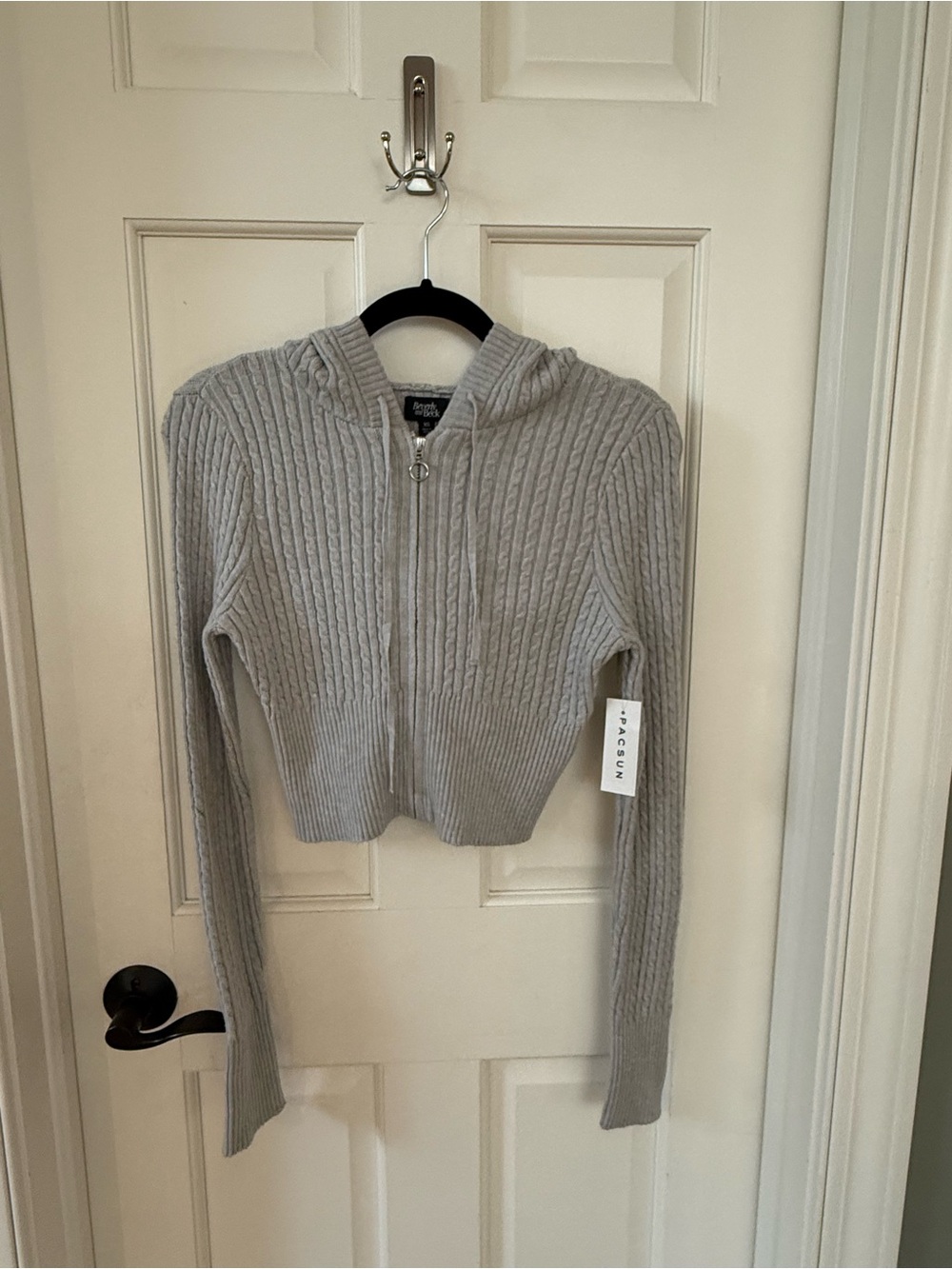 Beverly & Beck x PacSun NWT Cable Knit Zip Hoodie Heather Gray XS